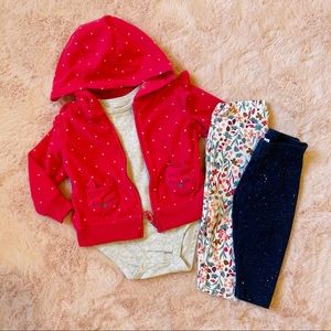Carter’s Oshkosh 6-9 month baby girl outfit w/ hoodie and bonus pants